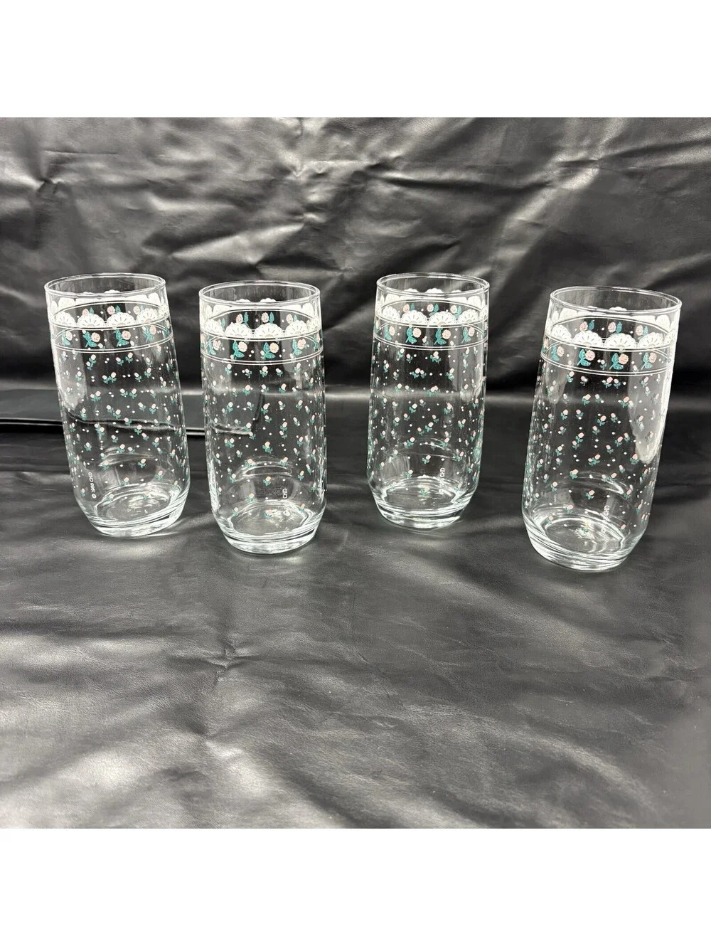 Anchor Hocking Pink Rose Victoriana Iced Tea Glasses Set of 4 16 Oz
